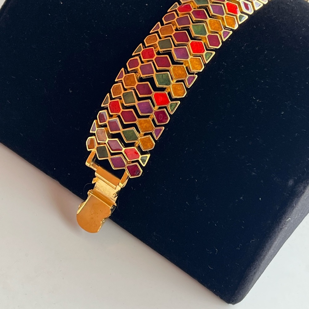 Rare Vintage Joan Rivers Signed Multicolor Enamel Bracelet - Picture 3 of 7